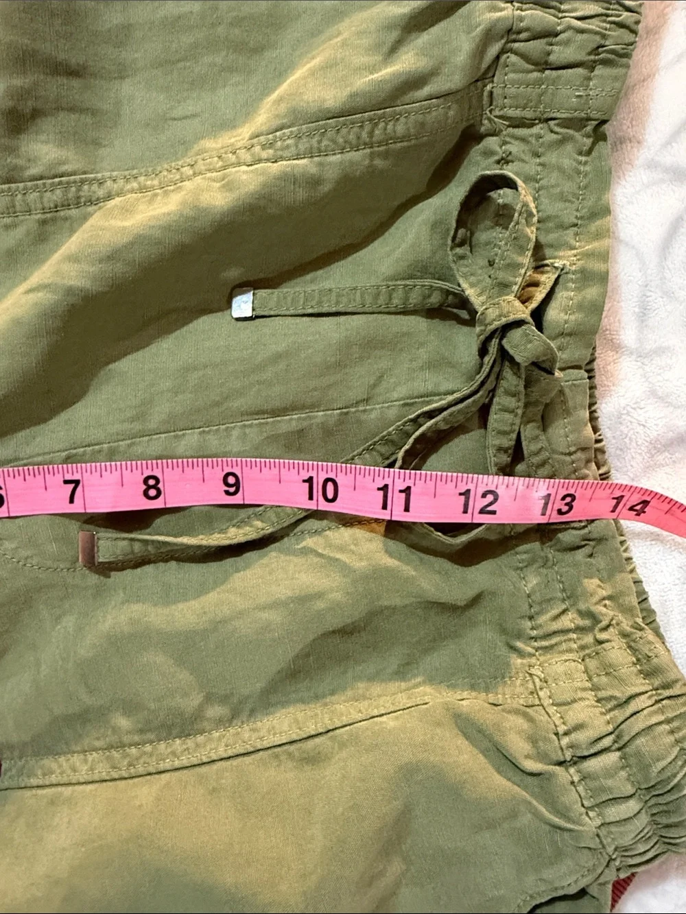 Zara Olive Green Lyocell & linen Drawstring relaxed fit crop Pants. Sz M.